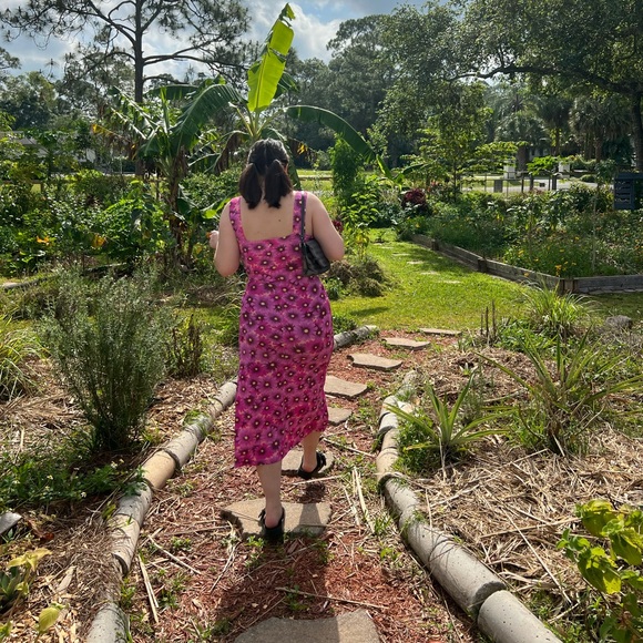 Vintage Maxi Dress Floral Pink Sun Dress Pacific Palm Size Small Summer Cover Up - Picture 2 of 14